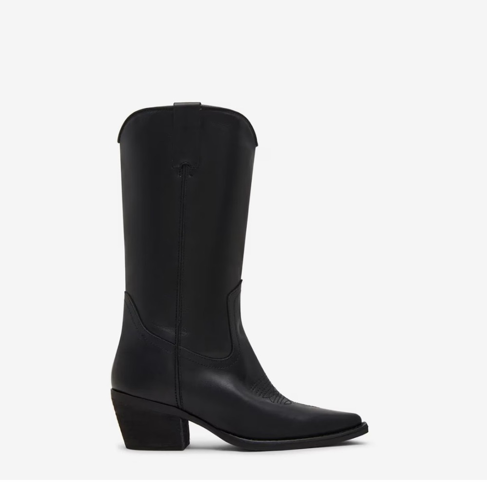 Steve Madden Albany Black Leather Cowboy Boots